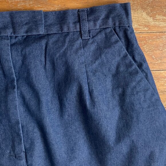 Vintage Chambray Skirt Size XS 26" Waist 1990s Blue Cotton Blend Pockets - Picture 3 of 5